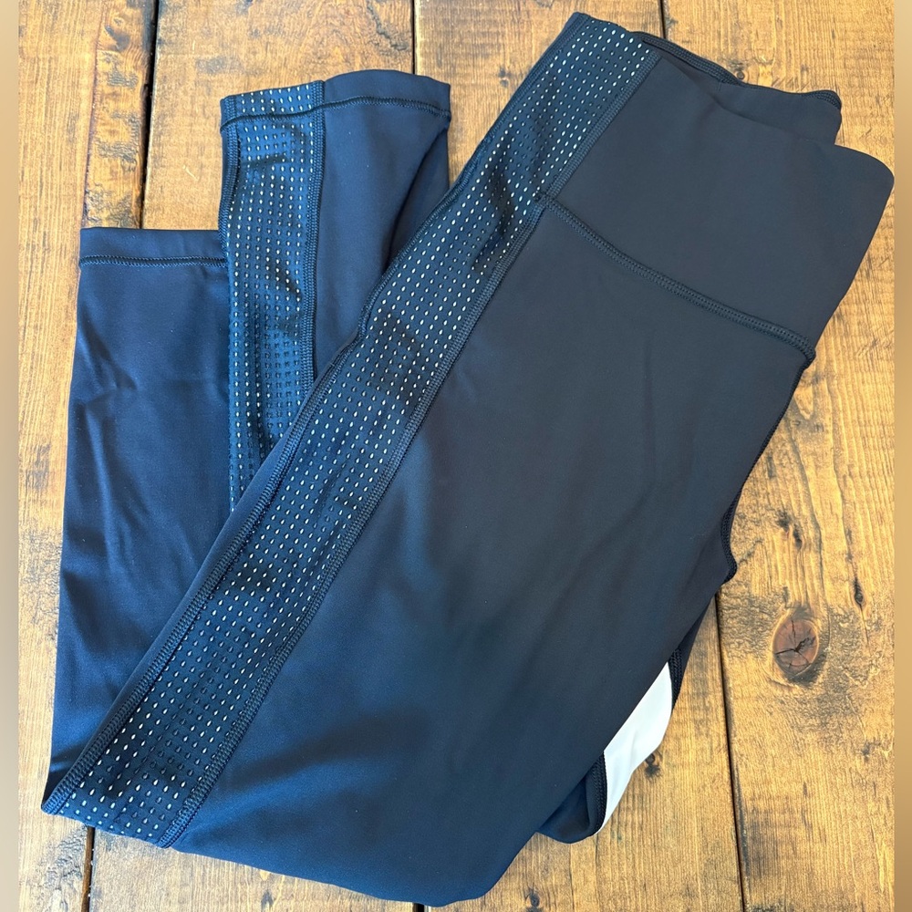 Athleta Womens Black‎ White High Rise HIIT It Mesh Capri Leggings Medium